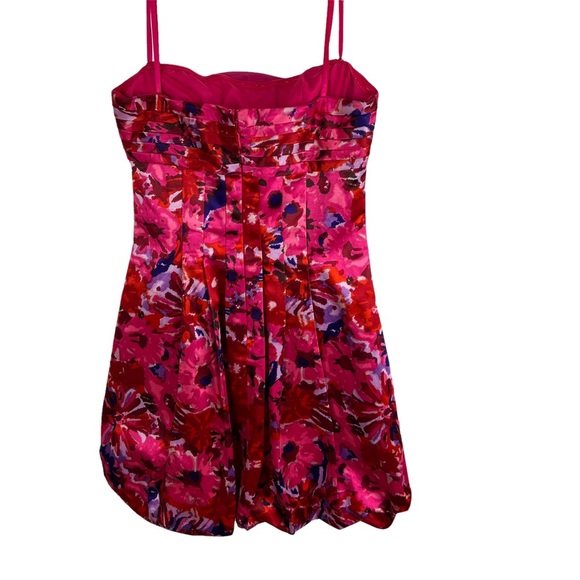 NWT BCBGMaxAzria Pink Floral Begonia Bubble Hem Cocktail Dress Strapless Size 0 - Picture 7 of 16